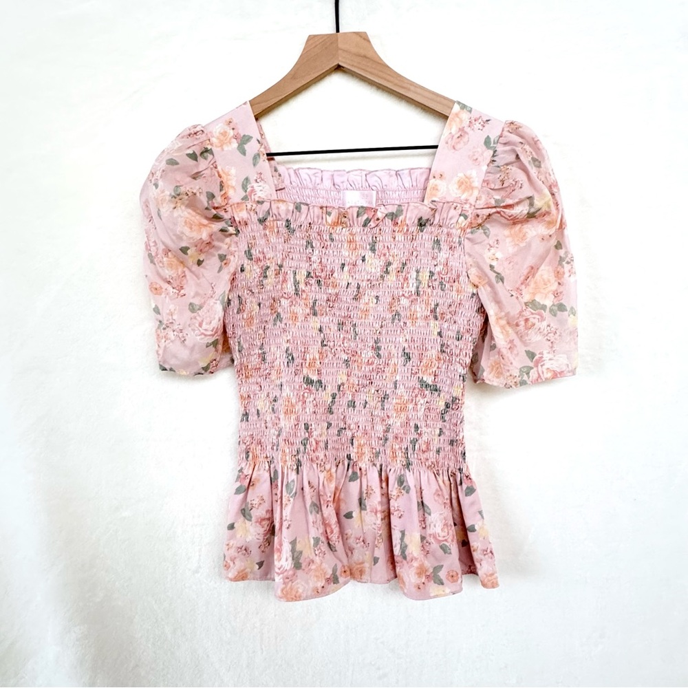 Rachel Parcell Floral Square Neck Smock Top